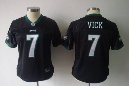 Eagles #7 Michael Vick Black Women's Alternate Team Color Stitched NFL Jersey - Click Image to Close